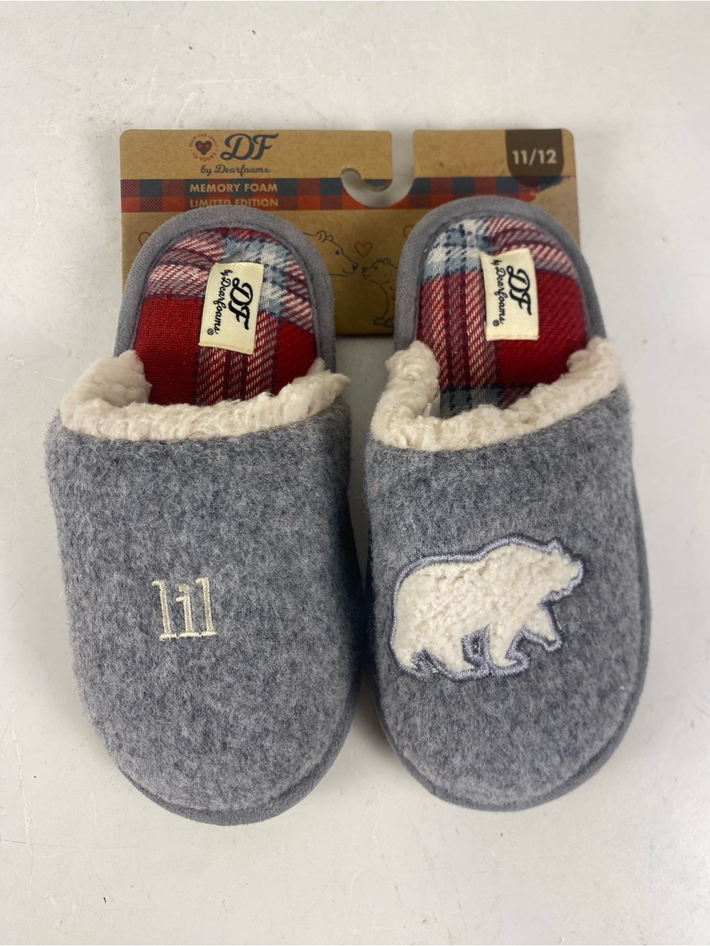 NWT Dearfoams Kids Lil Bear Fleece Lined Slippers Size 11/12